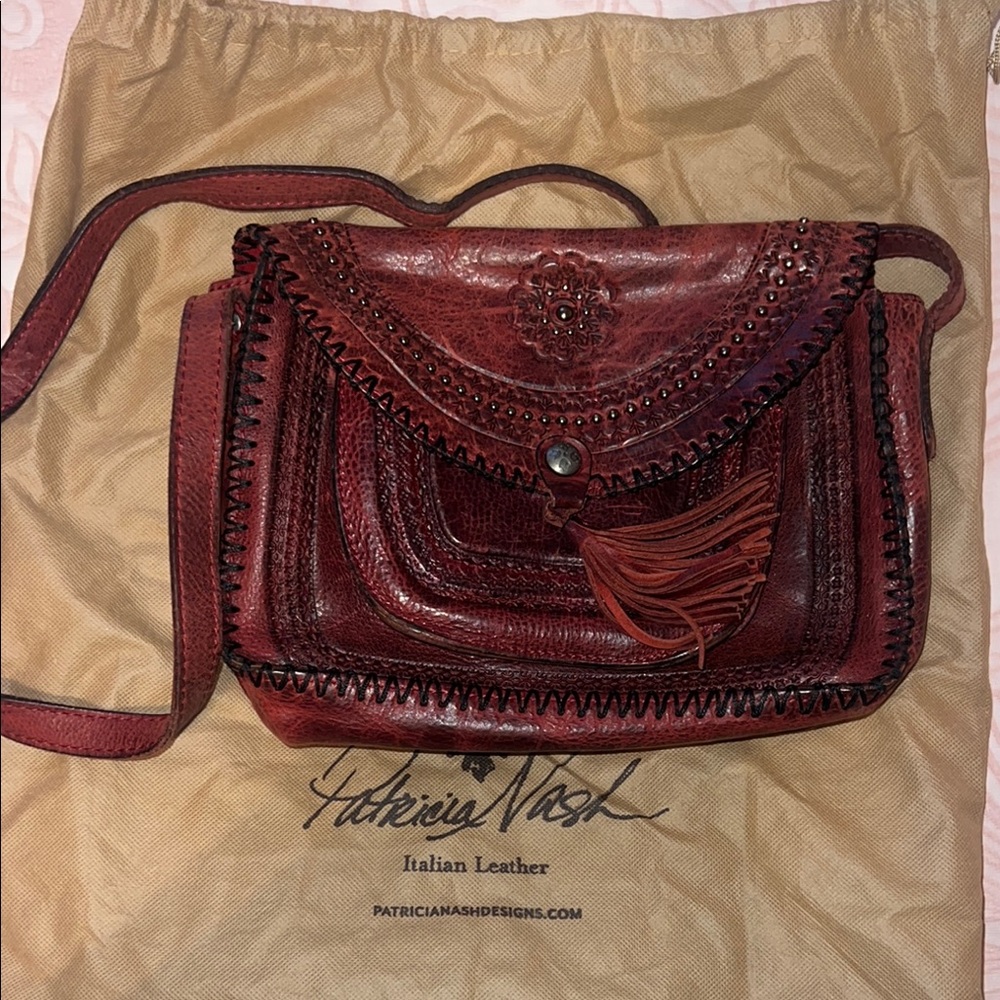 Patricia Nash Red Artisanal Leather Crossbody